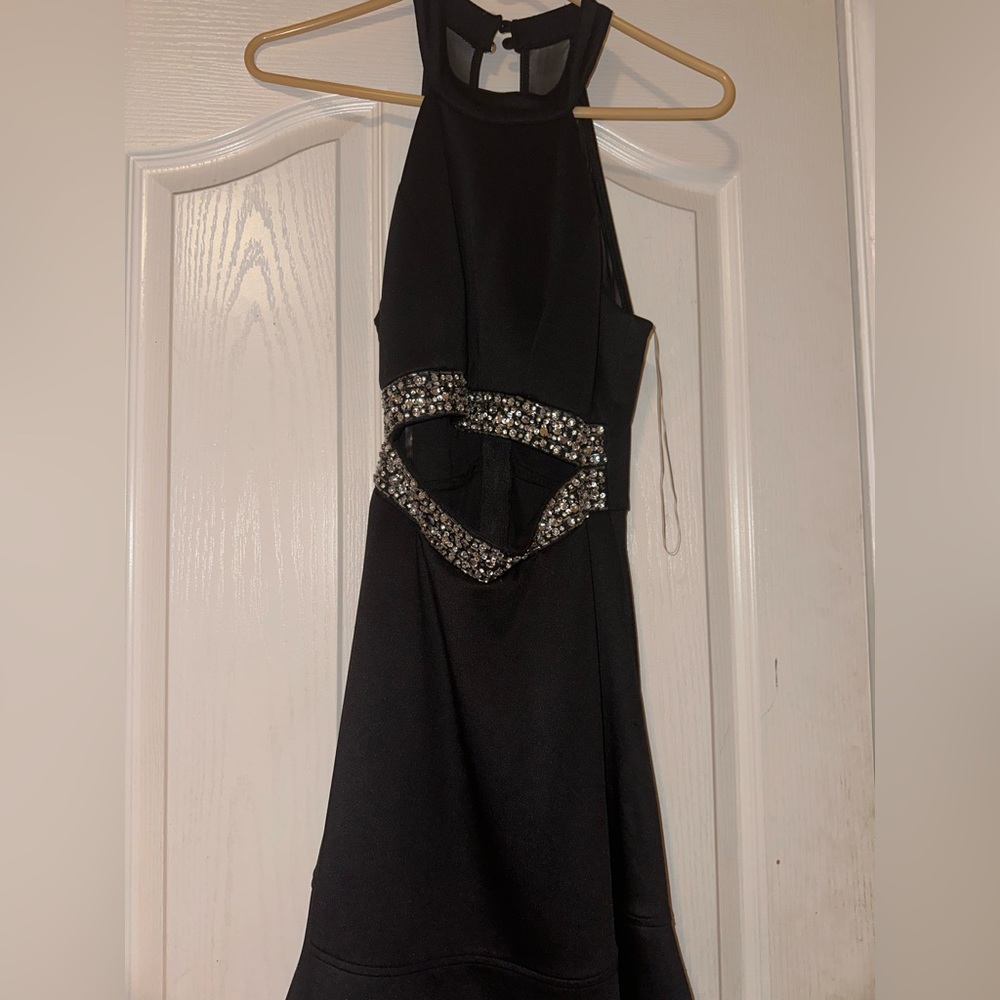 black formal dress with cut out